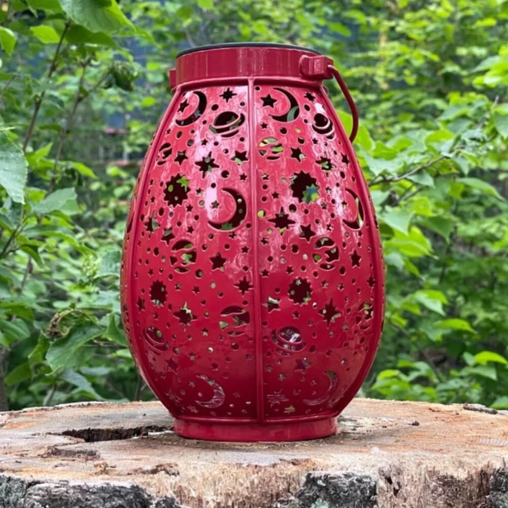 Solar LED Lantern Starry Outdoor Light Waterproof Hanging Metal Garden Decor